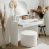 Coiffeuse 1 miroir arrondi, 3 niches supérieures et 1 grand tiroir L100cm - IMAGE