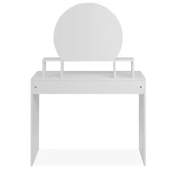 Coiffeuse 1 miroir arrondi, 3 niches supérieures et 1 grand tiroir L100cm - IMAGE