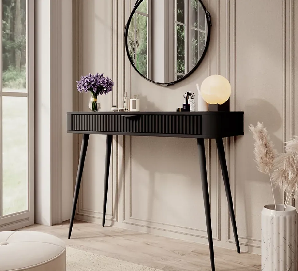 Coiffeuse : Noir, 100 x 38 x 78 cm