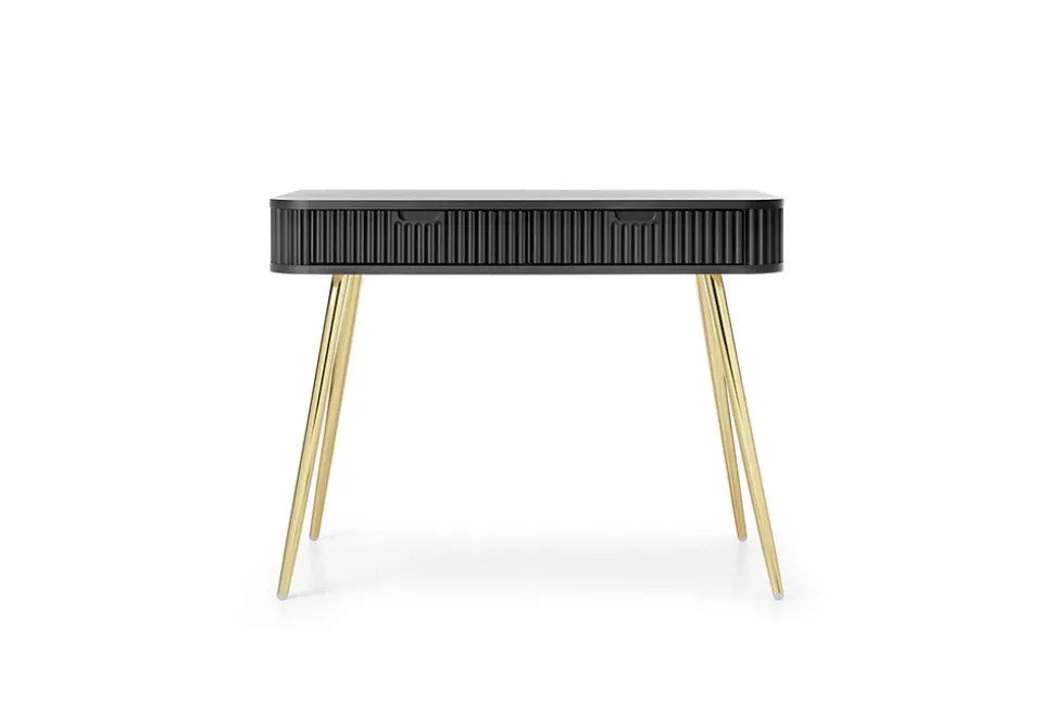 Coiffeuse : noir, pieds or, 103 x 80 x 49 cm