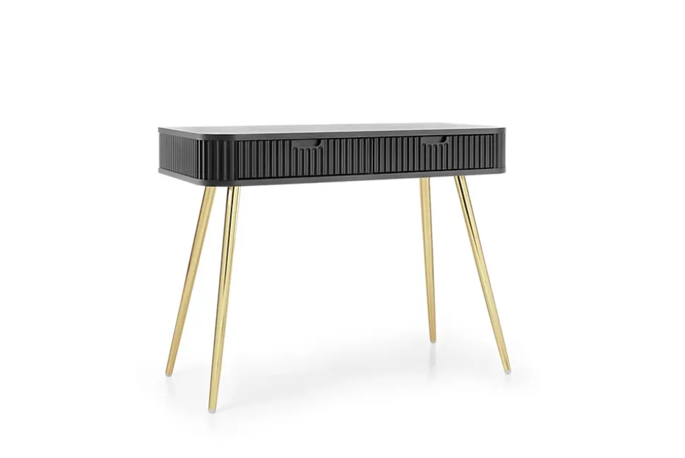Coiffeuse : noir, pieds or, 103 x 80 x 49 cm