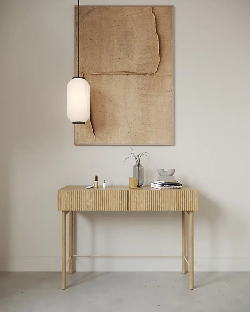 Coiffeuse 1 tiroir sur pied chêne huilé 110 cm NOLIE