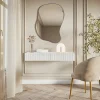Coiffeuse 1 tiroir suspendue blanche 110 cm VELDIO
