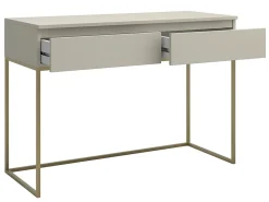 Coiffeuse 2 tiroirs beige gris pieds dorés BEMMI