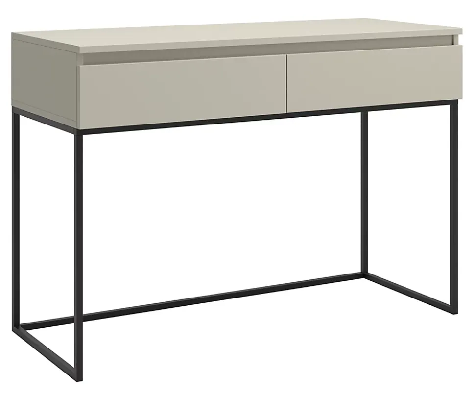 Coiffeuse 2 tiroirs beige gris pieds noirs BEMMI