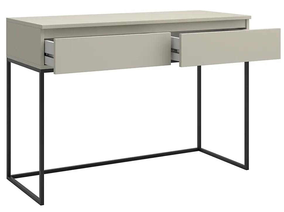 Coiffeuse 2 tiroirs beige gris pieds noirs BEMMI