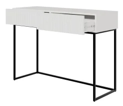 Coiffeuse 2 tiroirs blanche pieds noirs 110 cm VELDIO