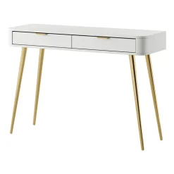 Coiffeuse 2 tiroirs blanche 112 cm OVAL