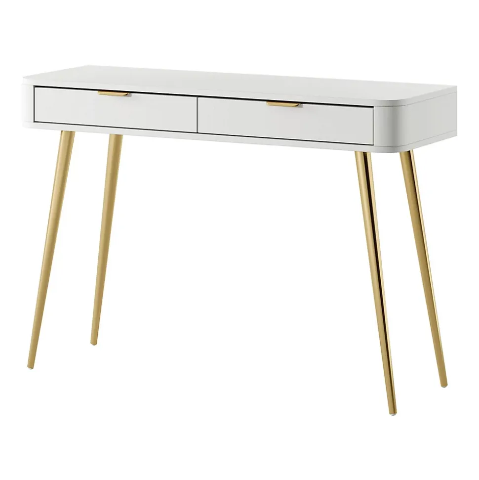Coiffeuse 2 tiroirs blanche 112 cm OVAL