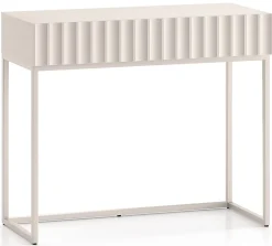 Coiffeuse 2 tiroirs façades cannelées beige clair 91 cm DERRIVA