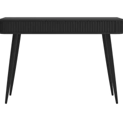Coiffeuse 2 tiroirs façades cannelées noire 113 cm OVARLO