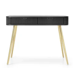 Coiffeuse 2 tiroirs façades laminées noire pieds noirs 110 cm ZOVA