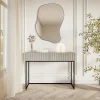 Coiffeuse 2 tiroirs grège pieds noirs 110 cm VELDIO