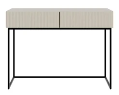 Coiffeuse 2 tiroirs grège pieds noirs 110 cm VELDIO