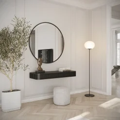 Coiffeuse 2 tiroirs suspendue noire 113 cm OVARLO