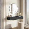 Coiffeuse 2 tiroirs suspendue noire 110 cm EVO