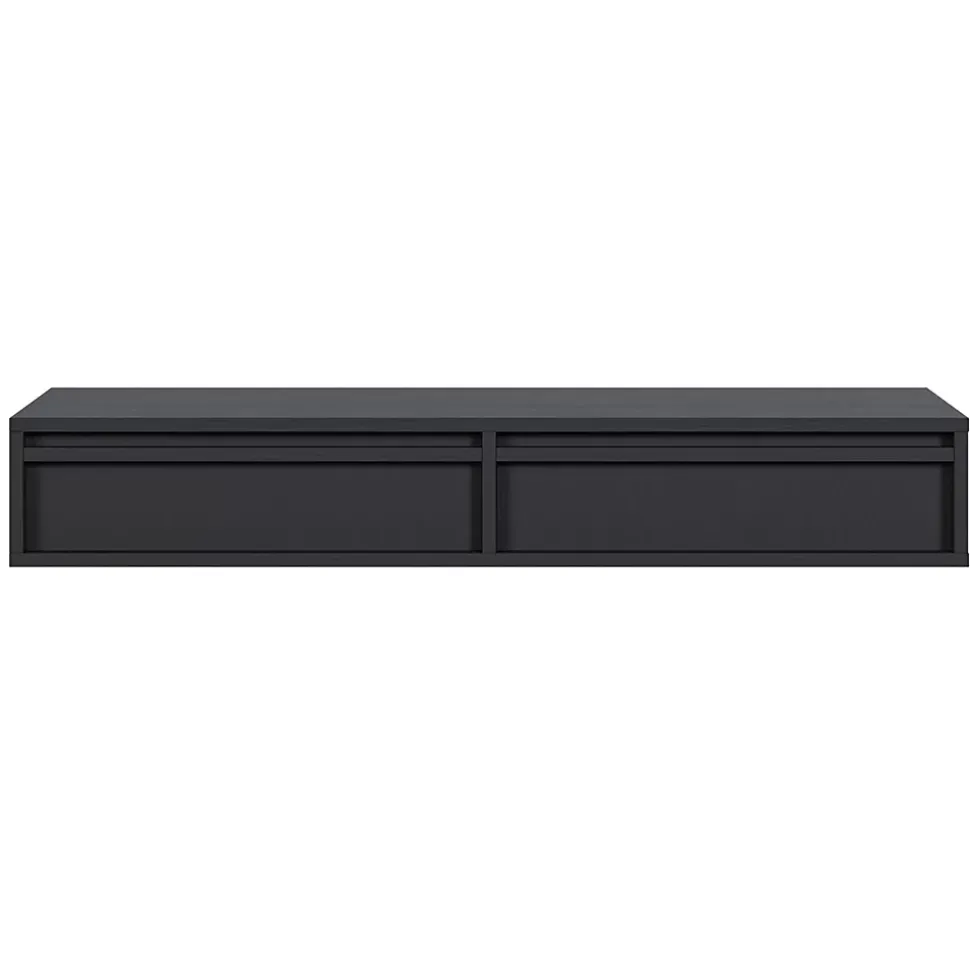 Coiffeuse 2 tiroirs suspendue noire 110 cm EVO