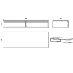 Coiffeuse 2 tiroirs suspendue vert sauge 110 cm EVO