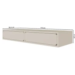 Coiffeuse 2 tiroirs suspendue grège 110 cm WUWU