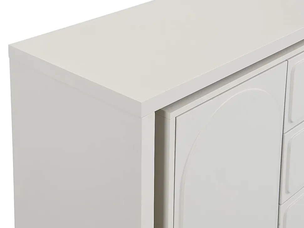 Coiffeuse avec angle pivotant - 3 tiroirs et 1 porte - MDF - Beige - VELANTO