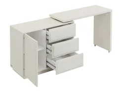 Coiffeuse avec angle pivotant - 3 tiroirs et 1 porte - MDF - Beige - VELANTO