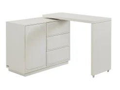 Coiffeuse avec angle pivotant - 3 tiroirs et 1 porte - MDF - Beige - VELANTO