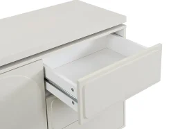 Coiffeuse avec angle pivotant - 3 tiroirs et 1 porte - MDF - Beige - VELANTO