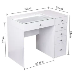 Coiffeuse avec éclairage LED Blanc 92 cm+ 6 Tiroir