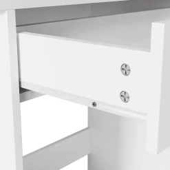 Coiffeuse avec LED Miroir SIRHONA Blanche 70x40x140cm Table de Maquillage avec Grands Tiroirs et étagères