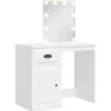 Coiffeuse avec lumières LED blanc 90x42x132,5 cm