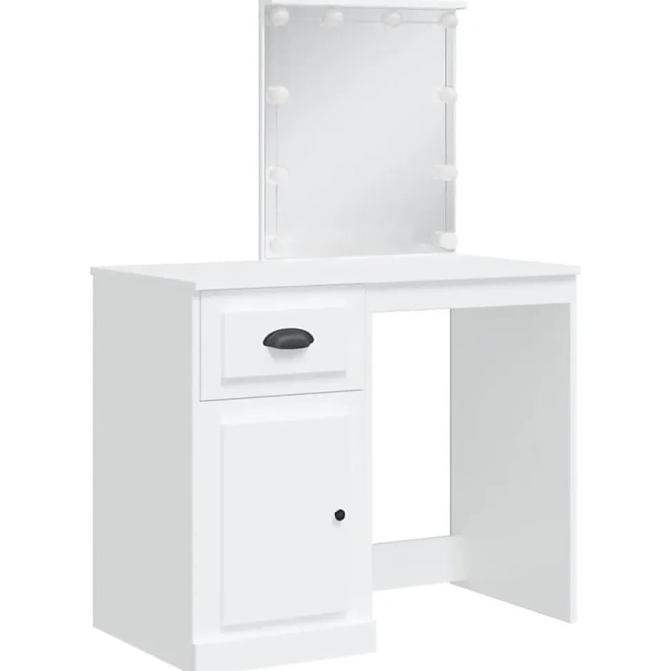 Coiffeuse avec lumières LED blanc 90x42x132,5 cm