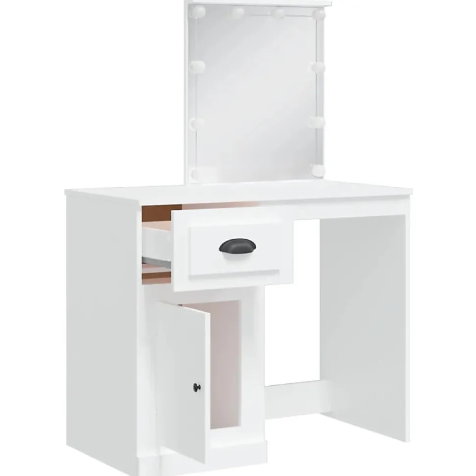 Coiffeuse avec lumières LED blanc 90x42x132,5 cm