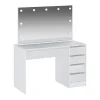 Coiffeuse avec miroir à LEDs - 5 tiroirs - Blanc brillant - JENEMI