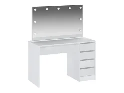 Coiffeuse avec miroir à LEDs - 5 tiroirs - Blanc brillant - JENEMI