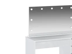Coiffeuse avec miroir à LEDs - 5 tiroirs - Blanc brillant - JENEMI