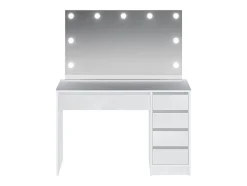 Coiffeuse avec miroir à LEDs - 5 tiroirs - Blanc brillant - JENEMI