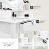 Coiffeuse avec miroir 4 tiroirs au look vintage avec tabouret rembourré
