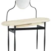 Coiffeuse avec miroir en bois de chêne naturel et métal noir - Longueur 120 x profondeur 40 x hauteur 80 cm