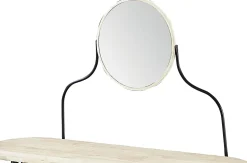 Coiffeuse avec miroir en bois de chêne naturel et métal noir - Longueur 120 x profondeur 40 x hauteur 80 cm