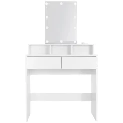Coiffeuse avec miroir et LED table de maquillage MDF avec 2 tiroirs 80x40x140 cm