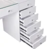 Coiffeuse Avec Miroir LED 8 Tiroirs Blanc 120x 55 cm