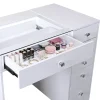 Coiffeuse avec Miroir LED 6 Tiroirs Blanc 92x 55 cm