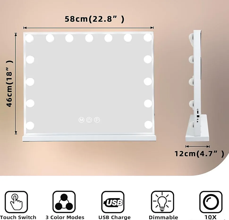Coiffeuse avec Miroir LED 6 Tiroirs Blanc 92x 55 cm