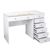 Coiffeuse Avec Miroir LED 8 Tiroirs Blanc 120x 55 cm