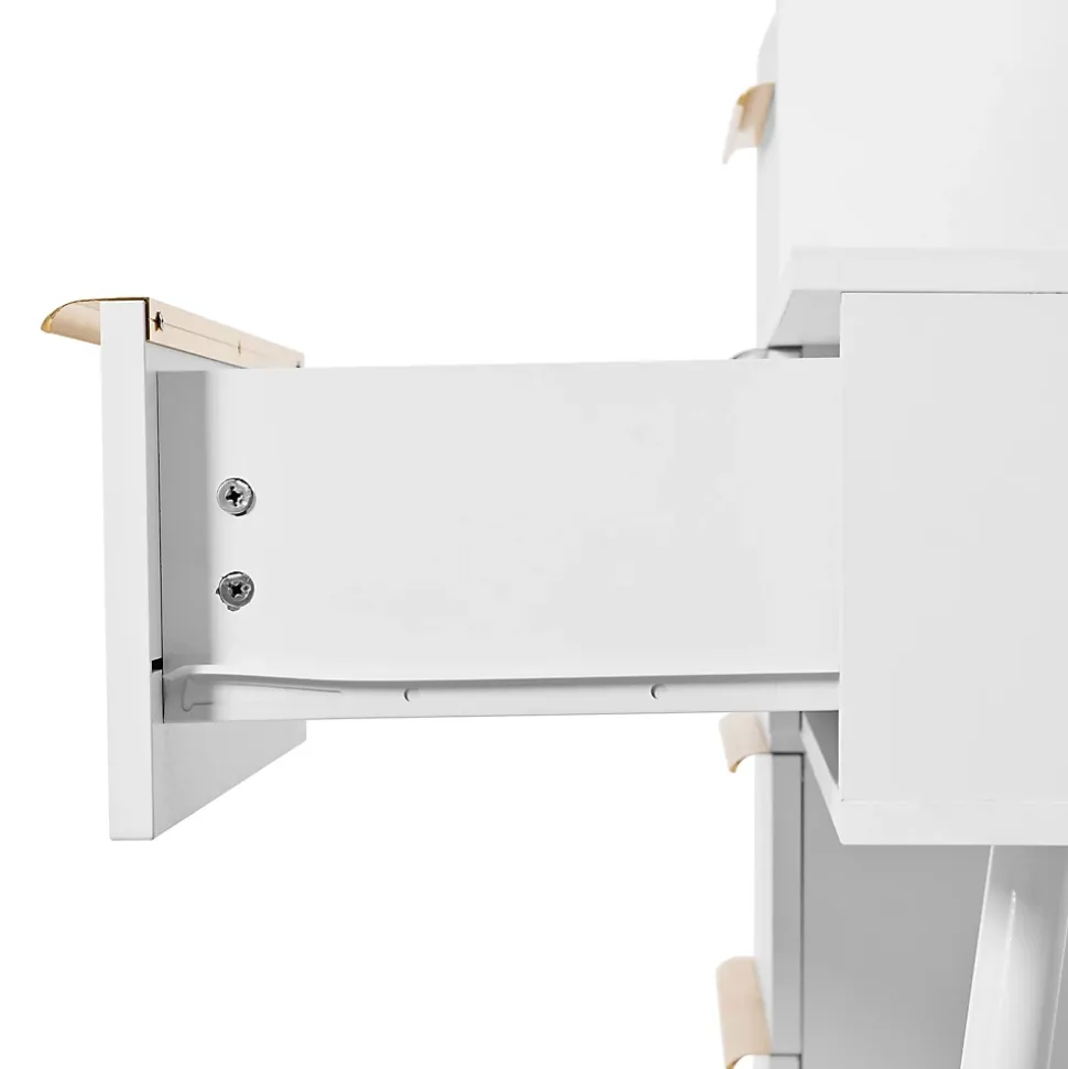 Coiffeuse avec Miroir LED - Table de Maquillage Moderne avec 3 Tiroirs et Rangement Fermé - Sans Tabouret - Blanc - 100x40x124 cm