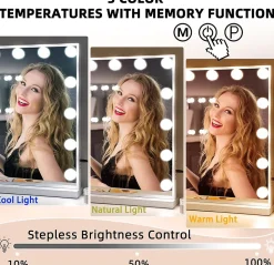 Coiffeuse Avec Miroir LED 8 Tiroirs Blanc 120x 55 cm