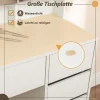 Coiffeuse avec Miroir LED 3 couleurs, Grand format, 5 Tiroirs et Rangement intégré Derrière le Miroir 110CM Blanc