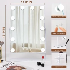 Coiffeuse Avec Miroir LED 3 Tiroirs Blanc 115x 55 cm