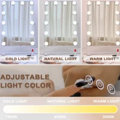 Coiffeuse Avec Miroir LED 3 Tiroirs Blanc 115x 55 cm