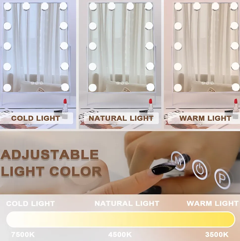 Coiffeuse Avec Miroir LED 3 Tiroirs Blanc 115x 55 cm